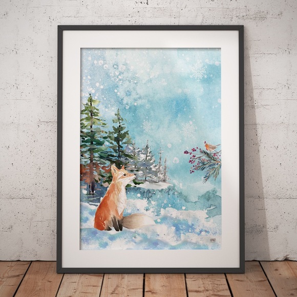 Woodland Fox Wall Art Print - Picture 1 of 2